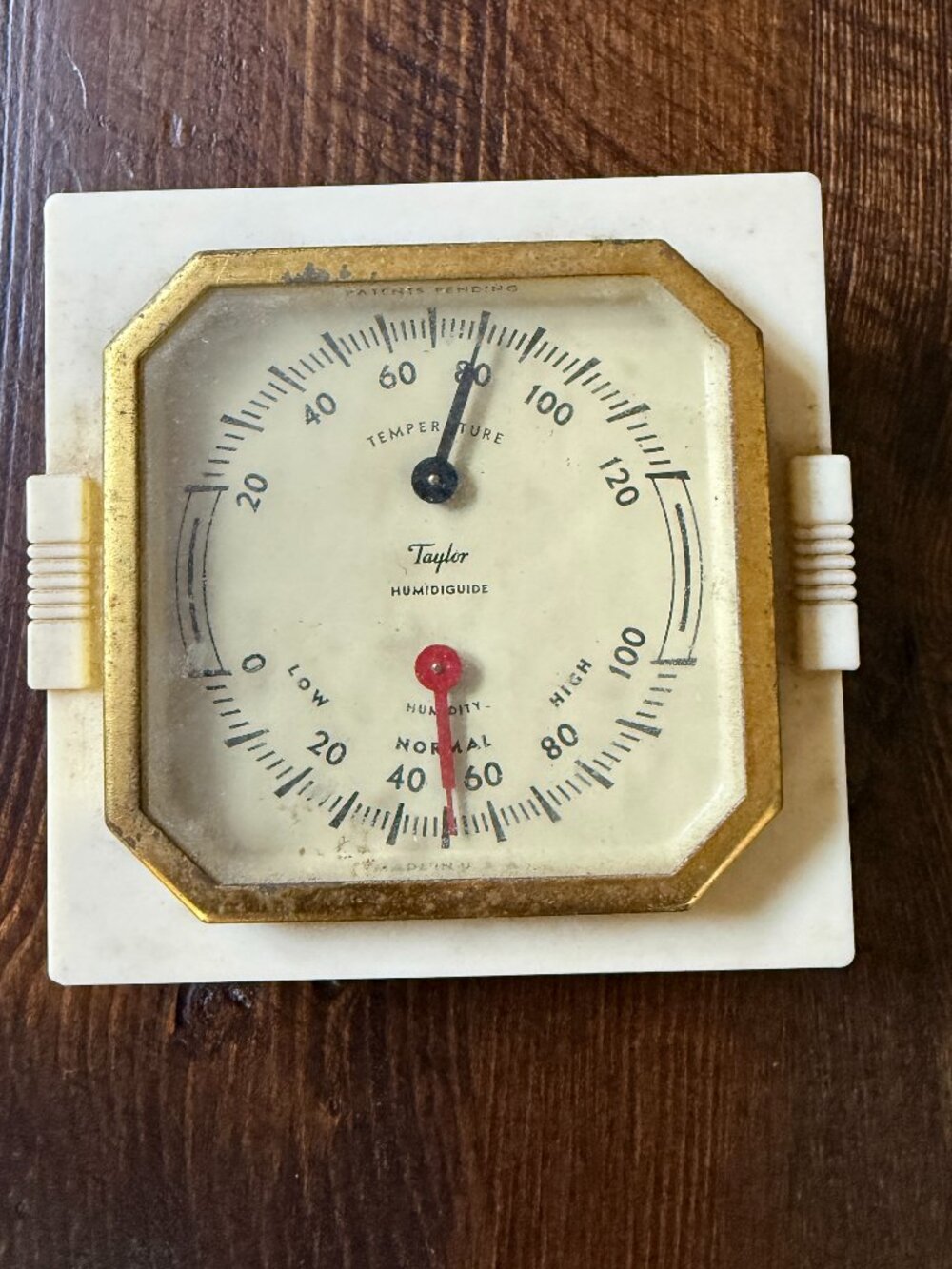 Taylor Humidiguide Thermometer Temperature Humidity Art Deco Style 3.25"